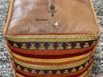 Handmade Tissu Leather  Moroccan Square Pouf