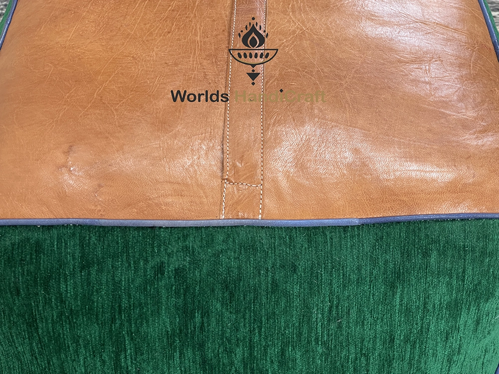 Real Leather Ottoman Vert