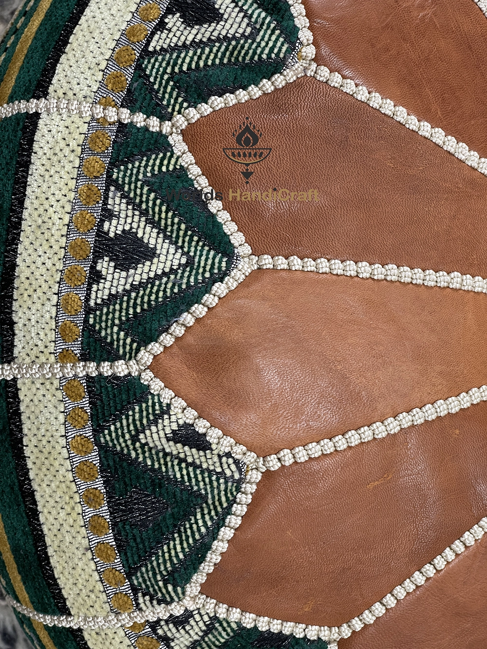 Brown Tissu Moroccan Leather Pouf Brown