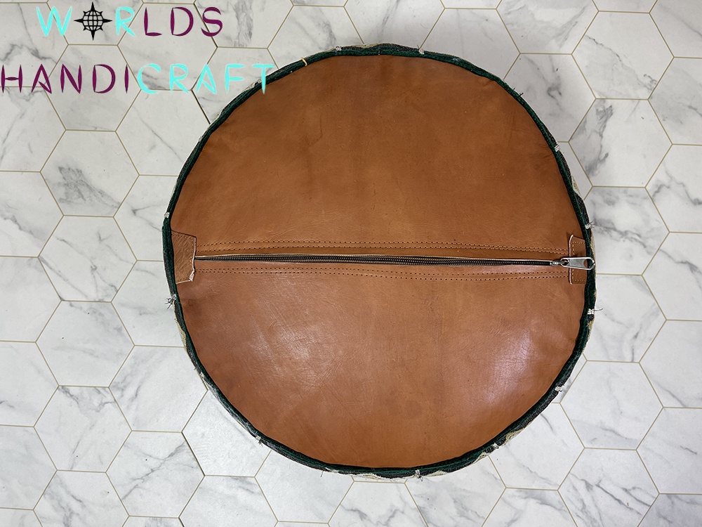 B78 | Tissu Moroccan Leather Pouf Brown