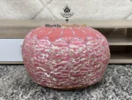 Tissu Leather Pink Moroccan pouf