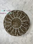 Bronze tissu Leather Floor Pouf Ottoman