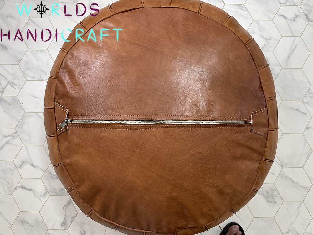 A21 | Light Brown Leather Ottoman Coffee Table