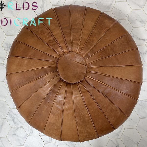 A21 | Light Brown Leather Ottoman Coffee Table