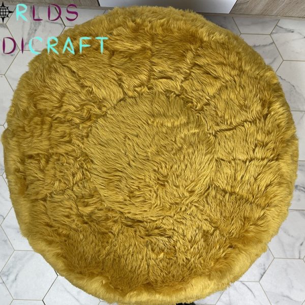 B1 | Yellow Leather Tissue Pouf | Moroccan Yellow Leather Pouf