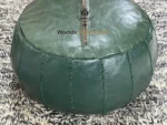 Moroccan Green Leather Pouf