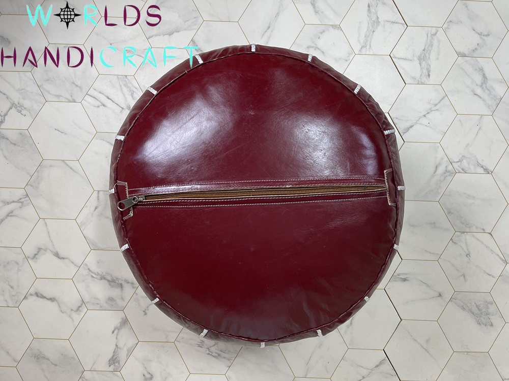 C7 | Brown Moroccan Leather Ottoman Pouf