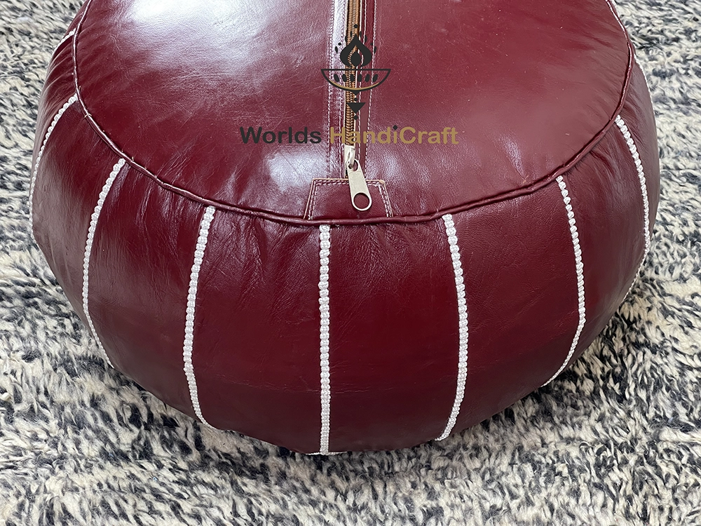 C7 | Brown Moroccan Leather Ottoman Pouf