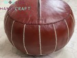 Brown Leather Moroccan Pouffe