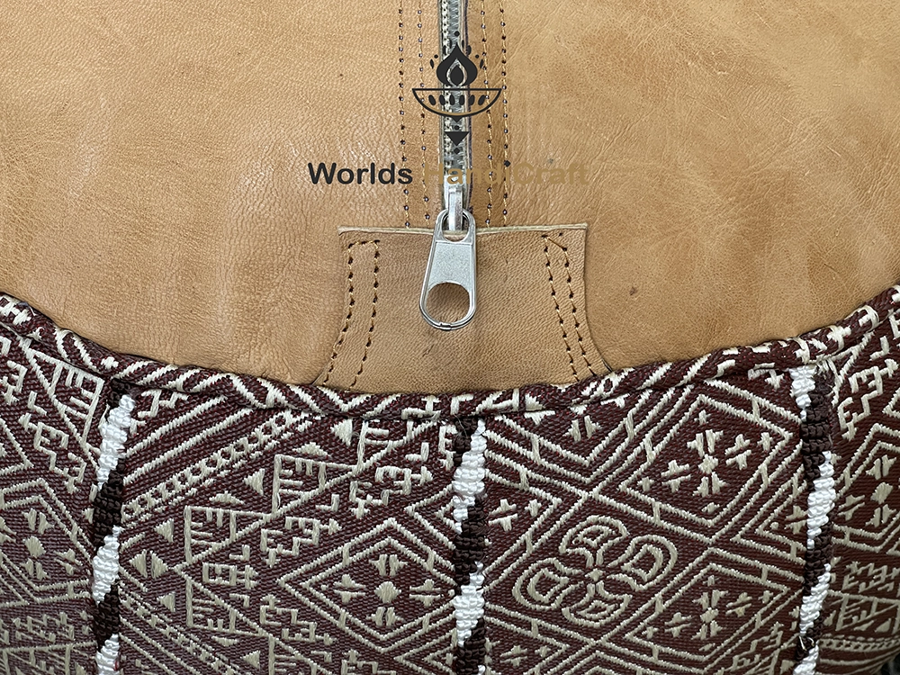 Tissu Authentic  Moroccan Leather Pouffe