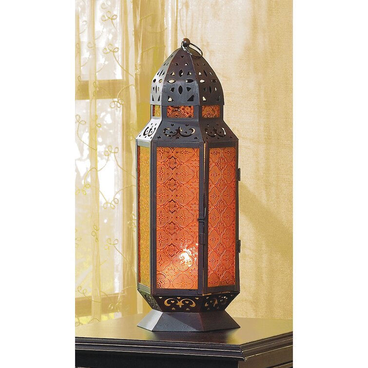 Tall Glass and Metal Lantern Moroccan Hanging Lamps