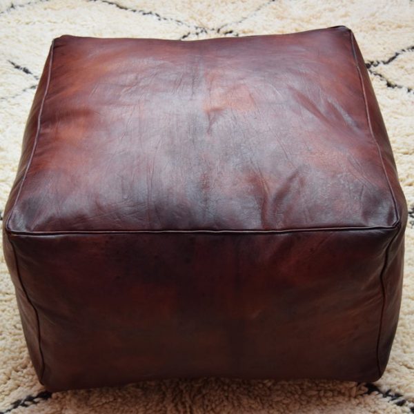 BEST OFFER 20% OFF !!! Free Shipping Moroccan leather, ottoman square tan with oil pouf, square handmade footstool