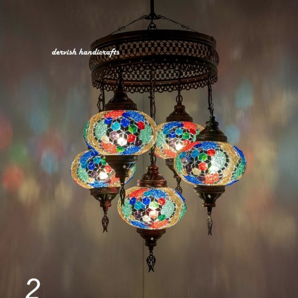 Turkish Lampshade Mosaic Lighting Ceiling Lamp Turkish Lamp Hanging Lamps Moroccan Lamp 28” Height