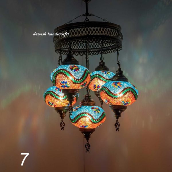 Turkish Lampshade Mosaic Lighting Ceiling Lamp Turkish Lamp Hanging Lamps Moroccan Lamp 28” Height