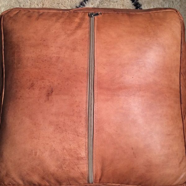Brown Leather Square Ottoman Living Room