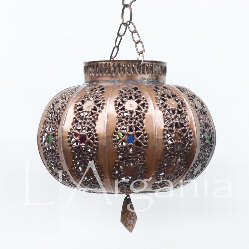 Moroccan Pendant Lantern, Moroccan Lighting , Handmade Lamp , Home decor lighting ,Hanging Light fixture , Free US Shipping ,RUSTIC Lamp