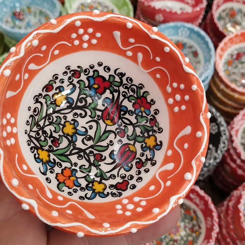 Dishes 11 cm x 5.5 cm Spanish Handmade Ceramic Pottery Set of 4 Tapas Bowls 