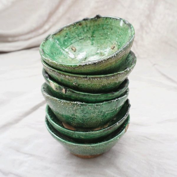 Tamegroute - Green or Ochre Set of 2 Mezze Bowls **OFF 30%** 14cm and 18cm - authentic Moroccan craftsmanship,decoration- ornament