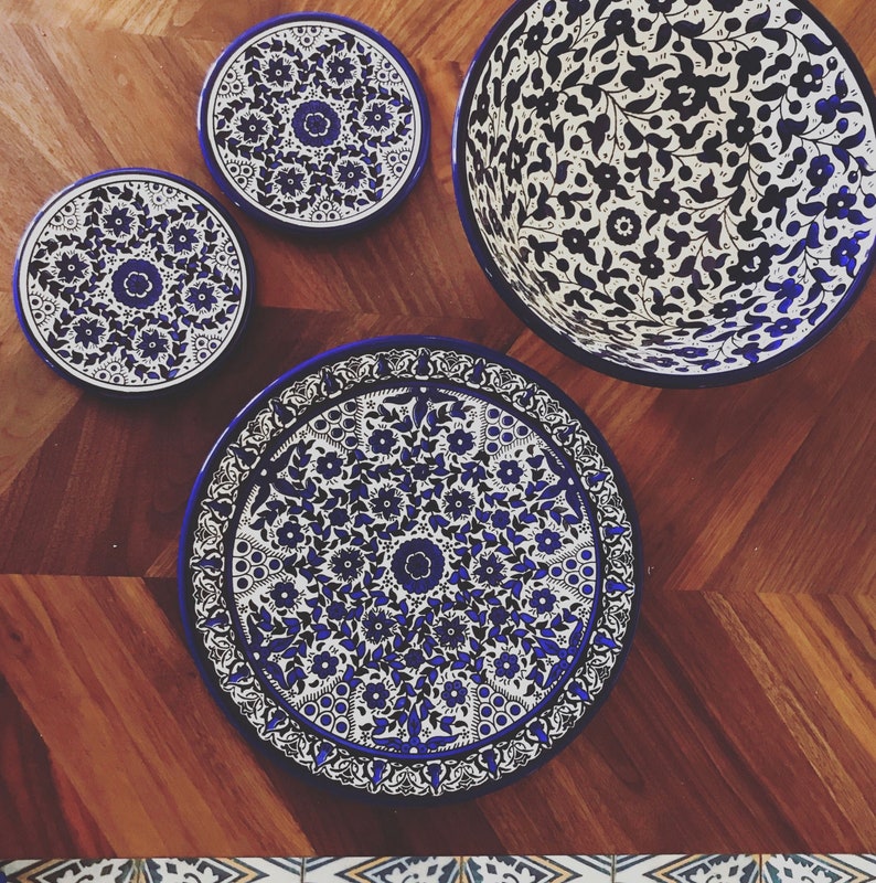 Moroccan Blue Ceramic Serving Dish