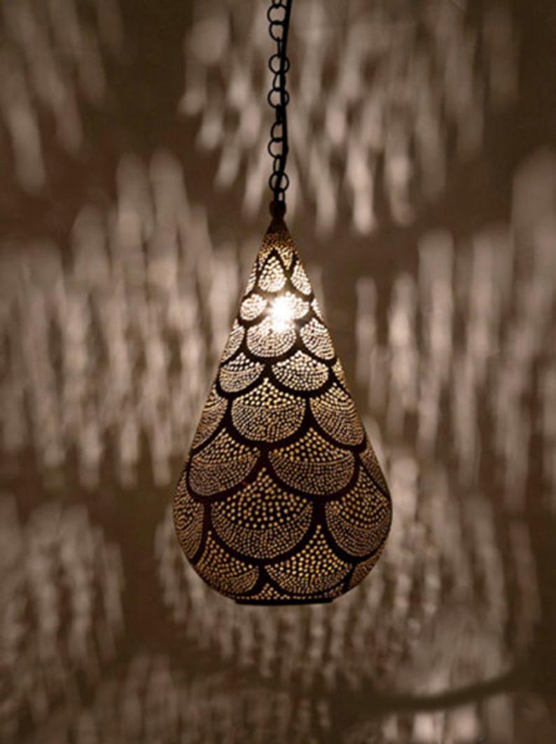 Gorgeous Moroccan Pendant Light, brass ceiling light, Pendant Chandelier Gold Handmade Engraved , Moroccan Light Fixture Lamp, housewarming