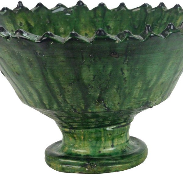 Moroccan Mashatia Green high Bowl - Authentic Tamegroute Bowl