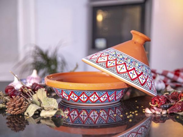 Handmade, Hand-painted Bohemian Red Ceramic Tagine, Kamsah Cooking Pot, Easter, Mother's Day, Thanksgiving, Christmas gifts Lead-free