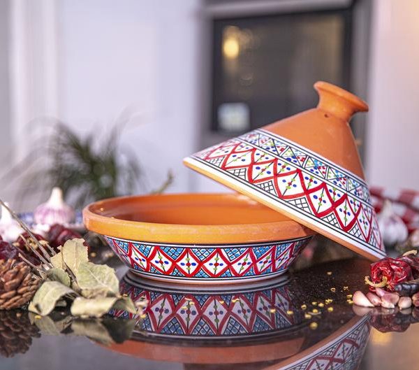 Handmade, Hand-painted Bohemian Red Ceramic Tagine, Kamsah Cooking Pot, Easter, Mother's Day, Thanksgiving, Christmas gifts Lead-free