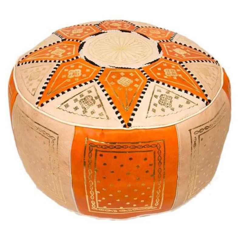 Moroccan Leather Pouf, Camel Moroccan Pouf ,Pouffe, Foot Stool, Hand-stitched Pouf, Ottoman,Foot-rest