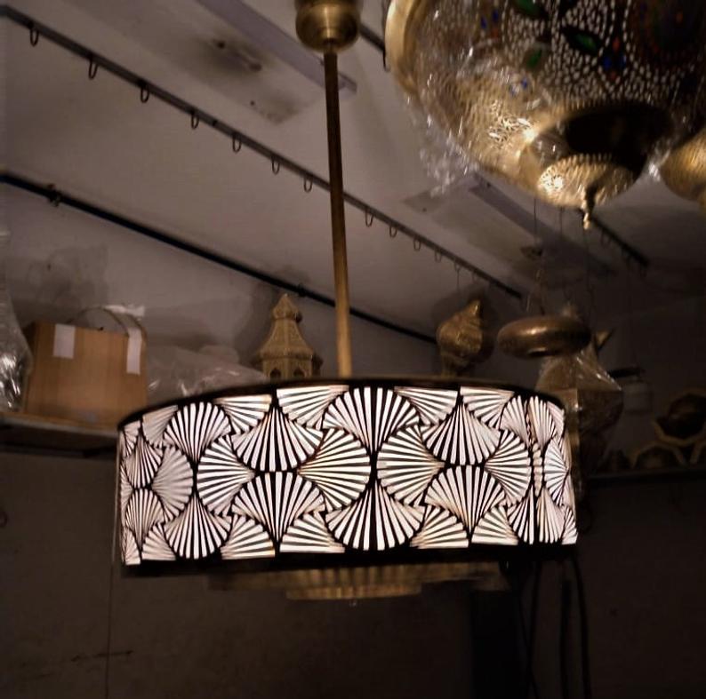 Shell Chandelier, Moroccan Lighting, Designer lamp, Moroccan Chandelier, Pendant lamp, Art deco light, Moroccan pendant lamp, Moroccan gift,