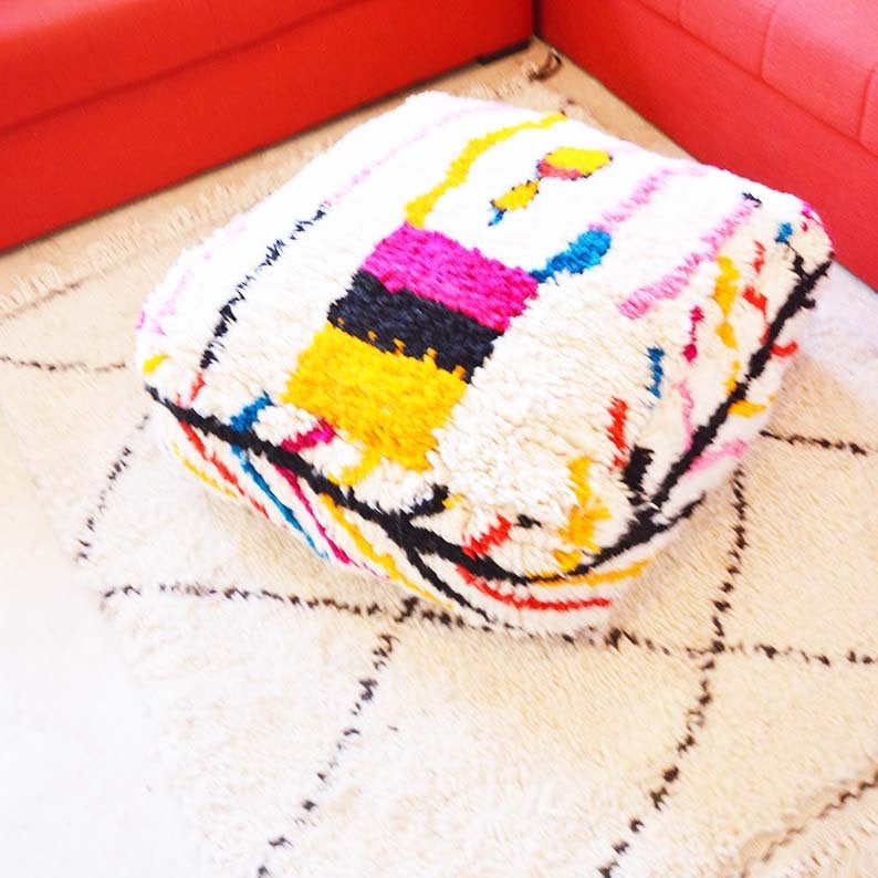 Azilal Moroccan Berber Carpet Pouf