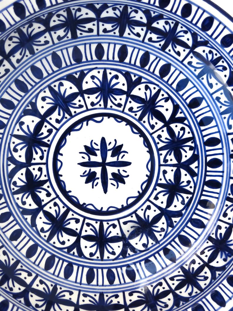 Moroccan decorative medium bowl/ceramic wall hanging bowl/ceramic art deco/ceramic interior decor// wall deco pottery bowl