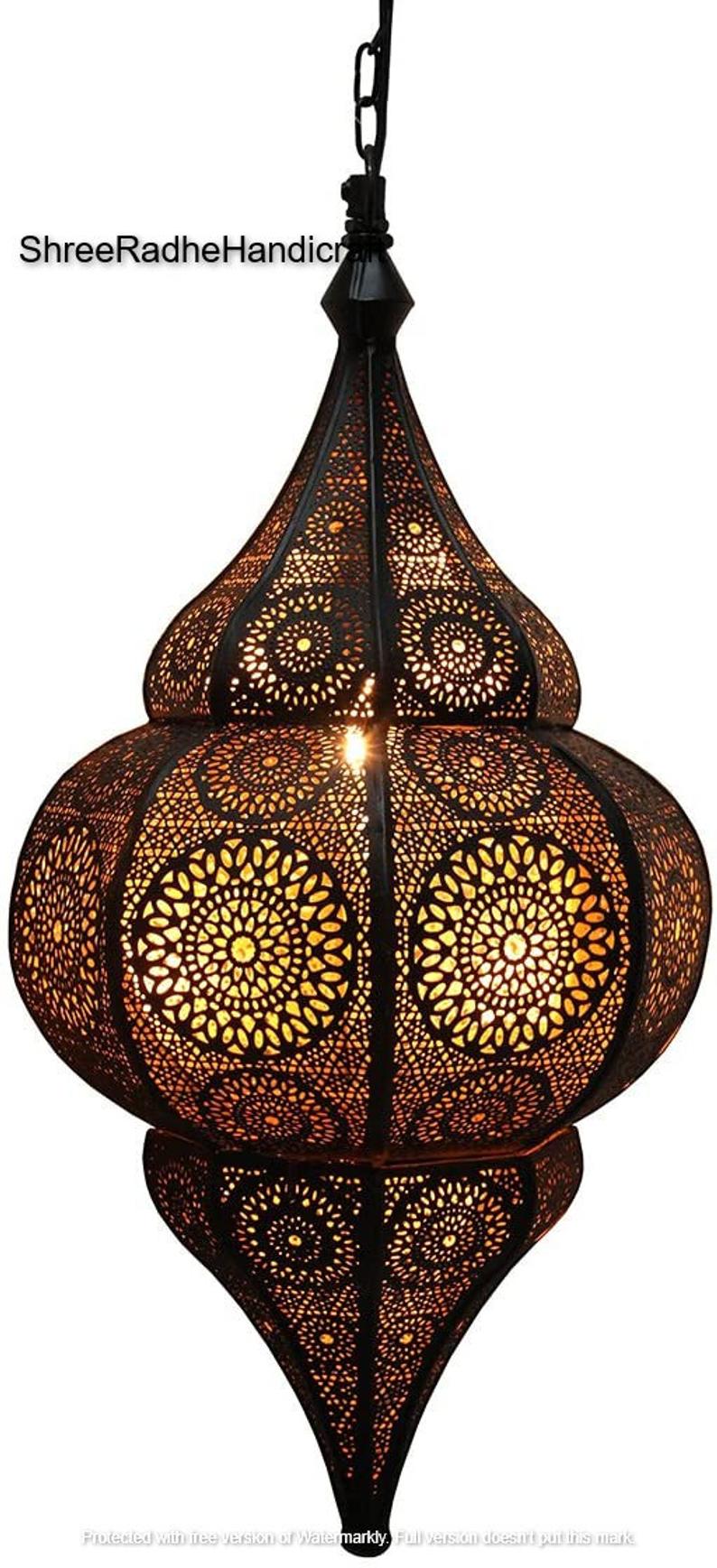 Moroccan Lamp Handmade Modern Turkish Vintage Golden Ceiling Light Home Lantern Lantern Pendant Oriental Arabian Hanging Lamp Outdoor Lamp