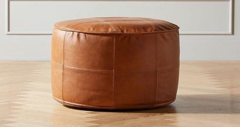 Dark Brown Leather Ottoman Chair