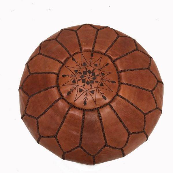 Brown Moroccan pouf - Leather Pouf