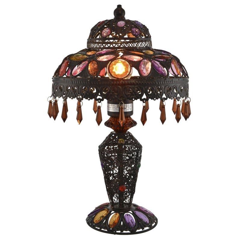 Turkish Moroccan Jewel Table Lamp Lantern Multi Colour Droplet Table Lamp - Home Decor Lights Bedroom Living Room