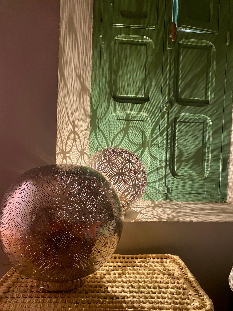 Moroccan handmade brass table lamp