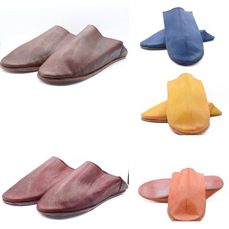 Man sheepskin slipper, Morocco leather slipper, Moroccan shoes mule soft sole