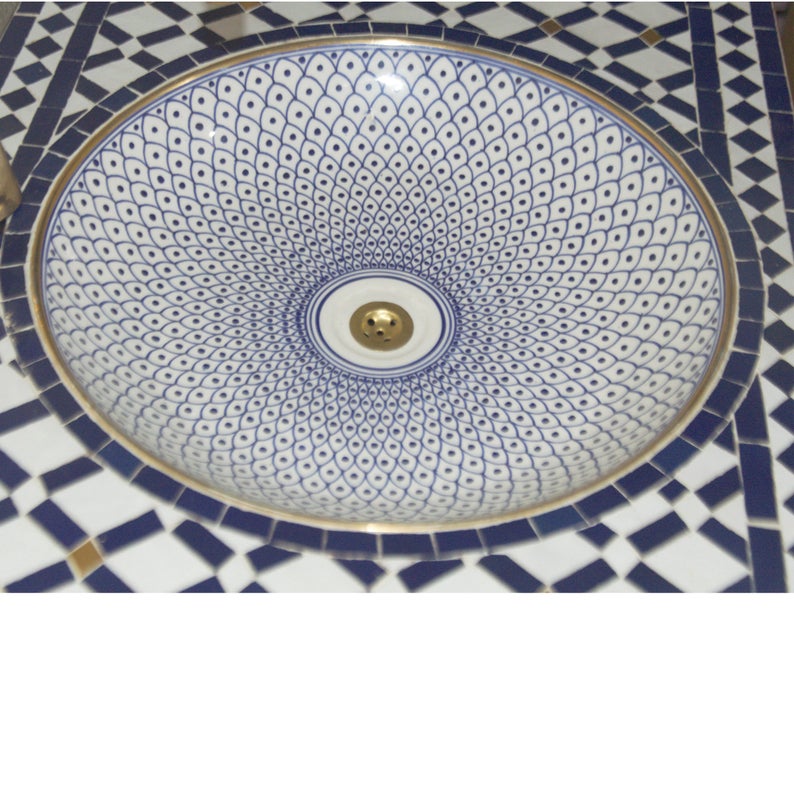 Hand Painted Moroccan Sinks With Faucet