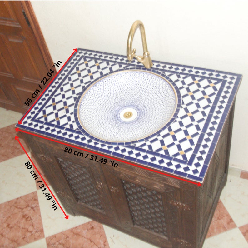 Hand Painted Moroccan Sinks With Faucet