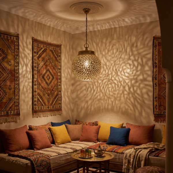 Handmade Moroccan Brass Hanging Pendant Lamp