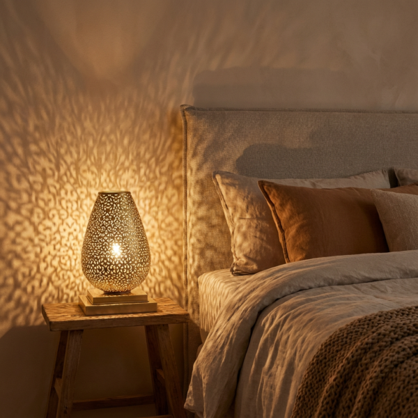 Handmade Moroccan table lamp Brass - Silver