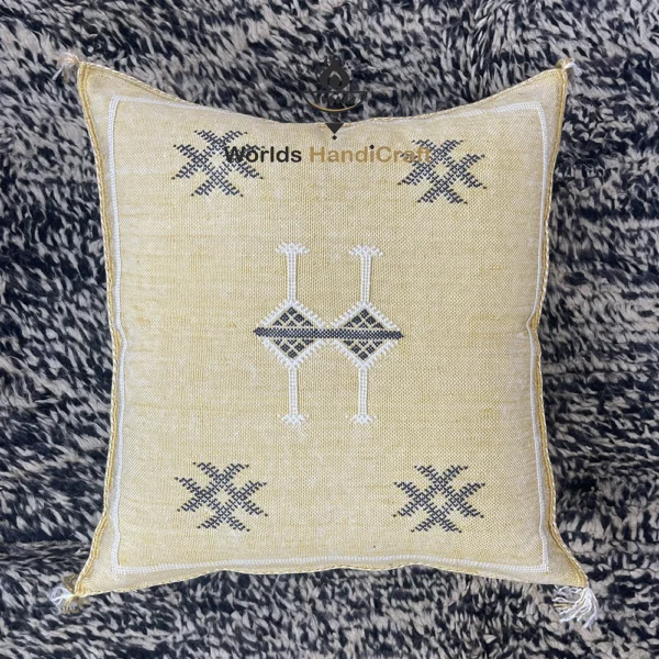 Yellow Moroccan pillows silk 24x24