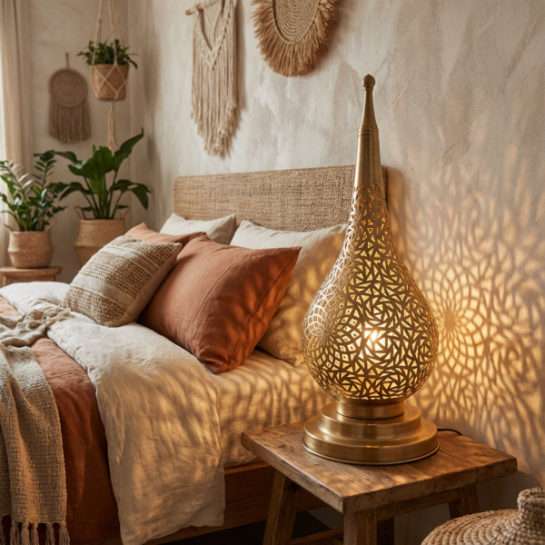 Moroccan Handmade Table Lamp - Brass & Silver