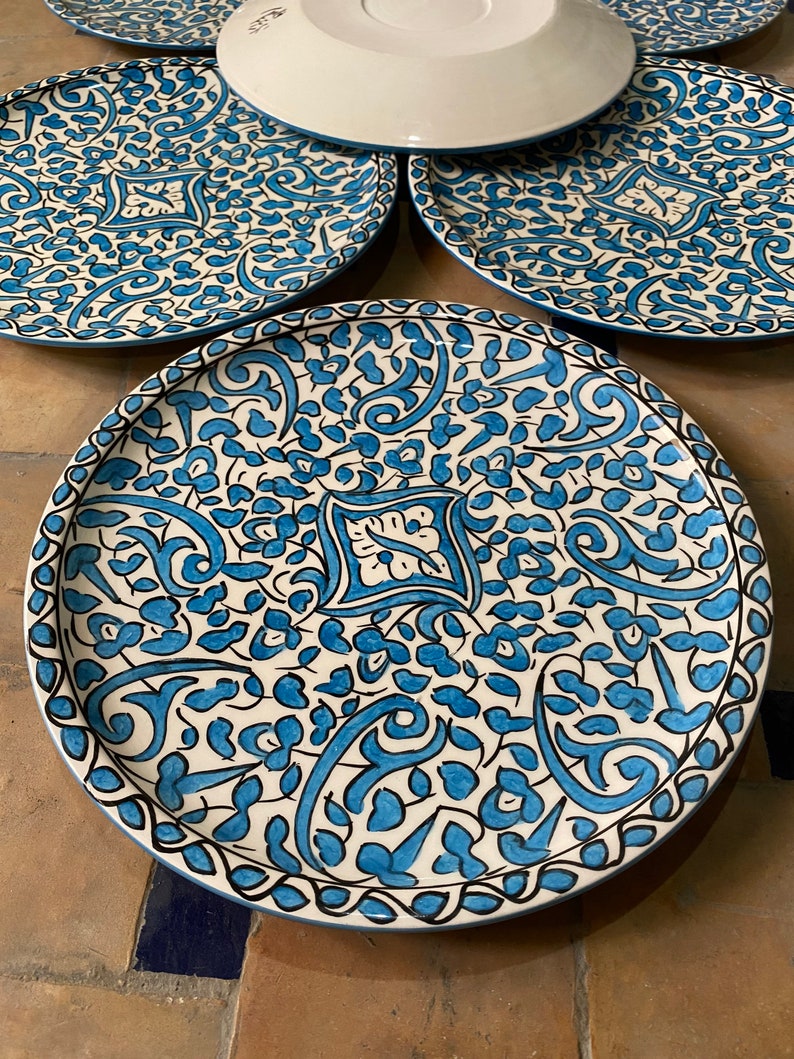 Handmade and hand-painted Moroccan ceramic plate
