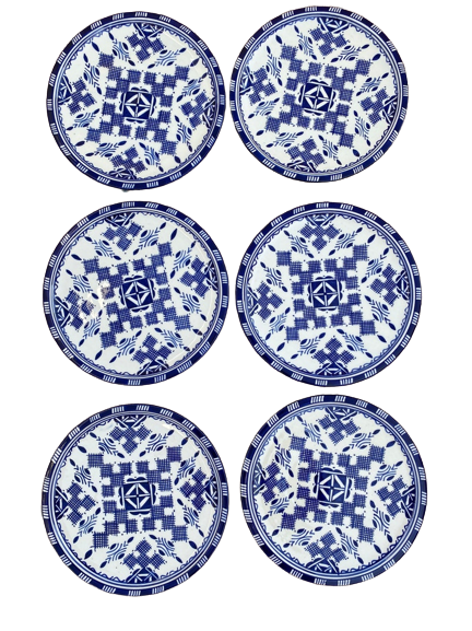 Set of 6 Moroccan ceramic plates from Fes
