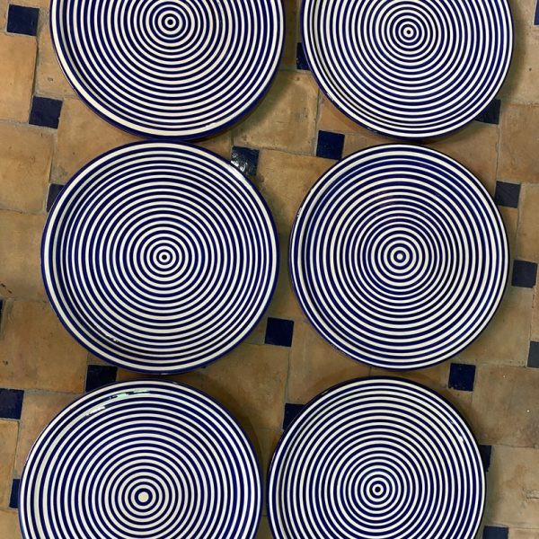 Moroccan set of 6 ceramics dinner flat handmade