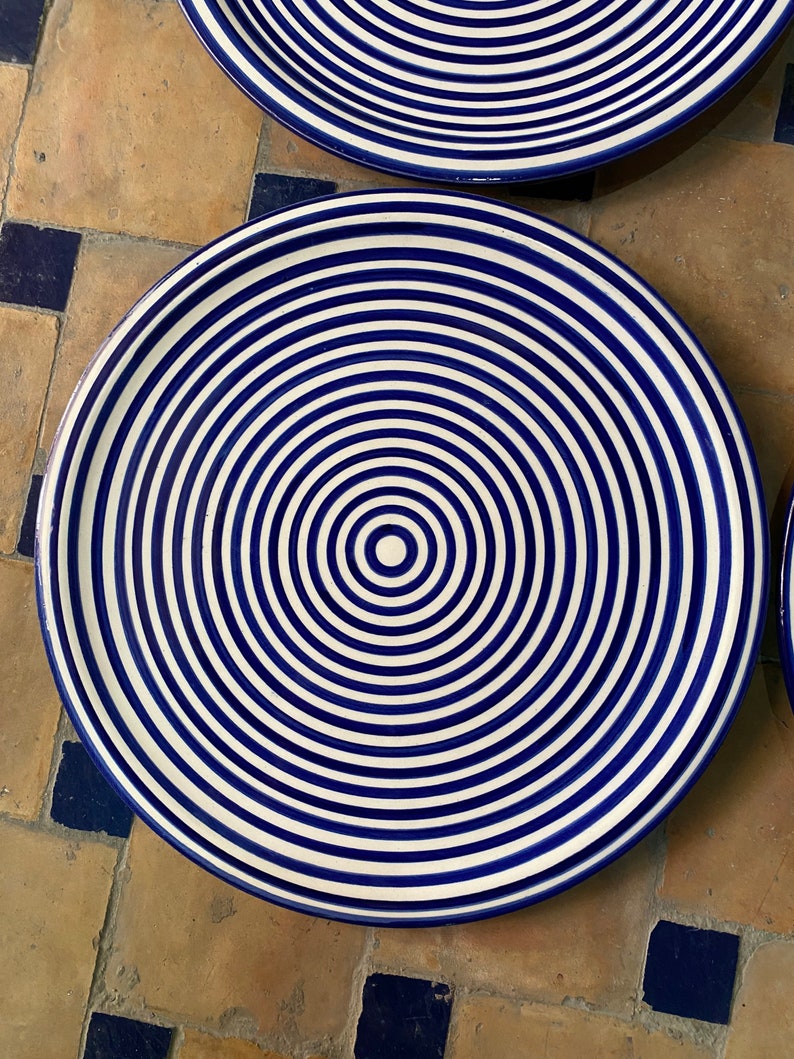 Moroccan set of 6 ceramics dinner flat handmade