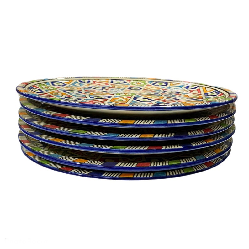 A2 | Set of 6 hand-painted Moroccan ceramic plates