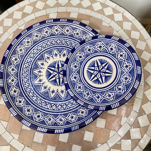 Moroccan handmade ceramic dinner dish and dessert dish