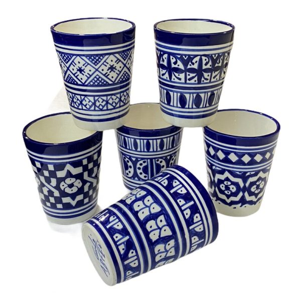 Handmade and hand-painted Moroccan ceramic tea glasses
